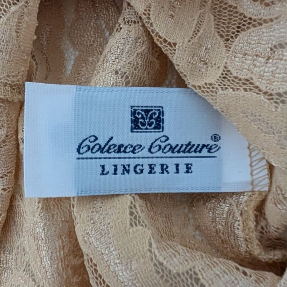 Colesce Couture Floral Lace Shirt Womens Size Large Gold Sheer Vintage Lingerie - Picture 3 of 9